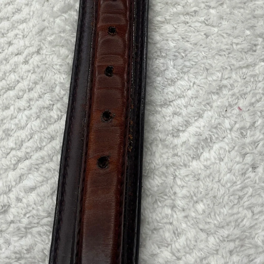 Brighton Mens Brown Mahogany Leather Belt Gold Buckle Dress Casual 35307 Size 42